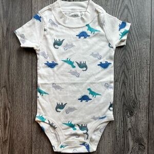Carter’s Dinosaur Short Sleeve Onesie White Blue Green Dino 24 Months